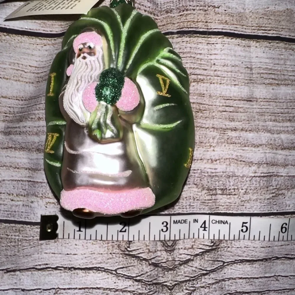 Patricia Breen Advent Santa Roman Numerals Pink Christmas Tree‎ Holiday Ornament